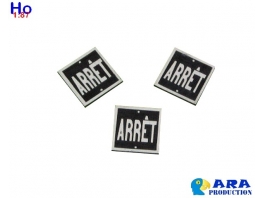 3 plaques ARRET carrées Ara