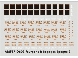 Planche déco pour fourgons à bagages Nord, OCEM, Est et PLM